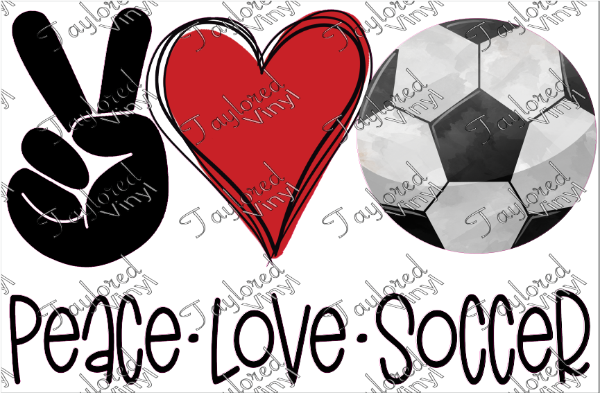 SPT 199 Peace Love Soccer Red Heart