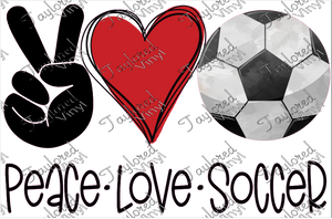 SPT 199 Peace Love Soccer Red Heart