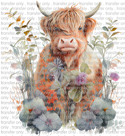 SW 128 Highland Cow with flowers