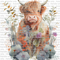 SW 128 Highland Cow with flowers