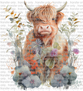 SW 128 Highland Cow with flowers