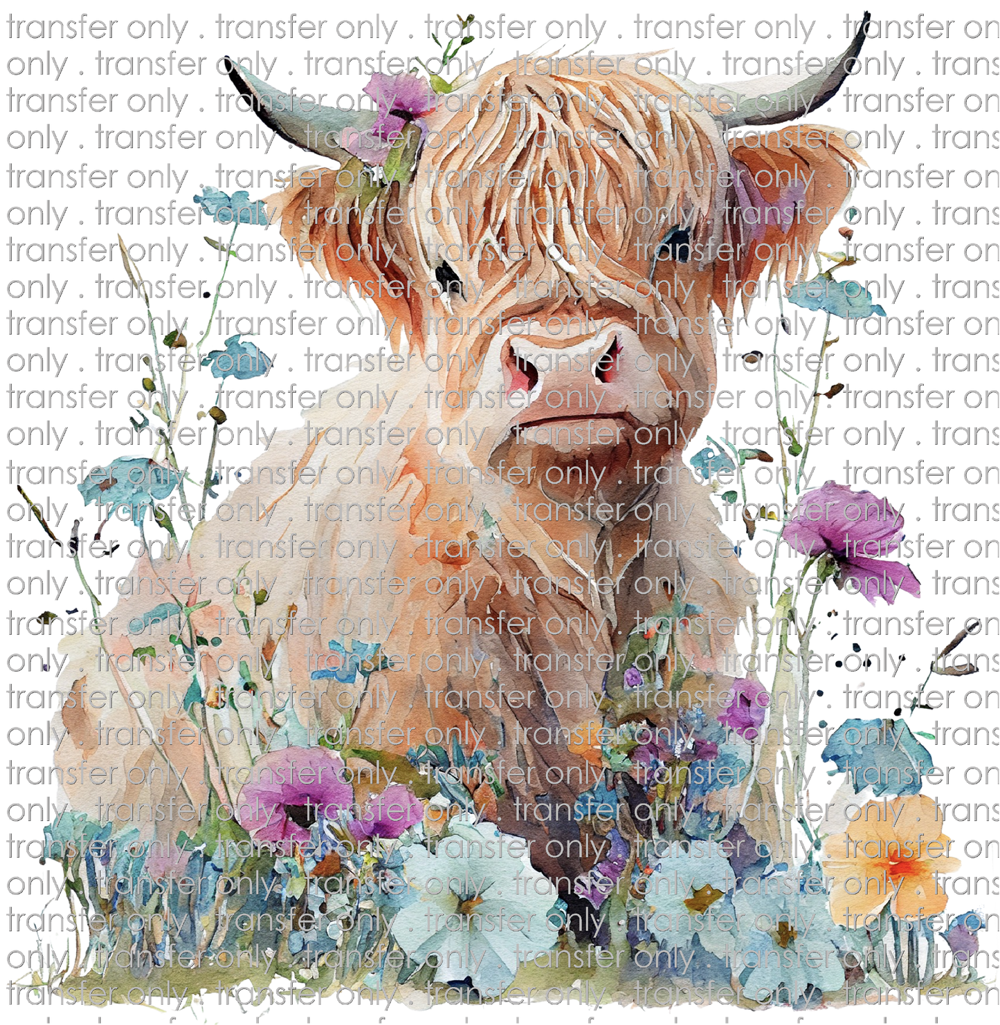 SW 130 Highland Cow Colorful Flowers
