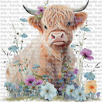 SW 130 Highland Cow Colorful Flowers