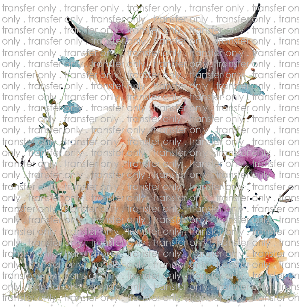 SW 130 Highland Cow Colorful Flowers