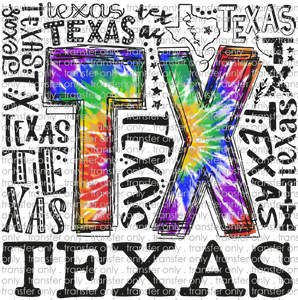 TX 112 TX Tie Dye Word Art