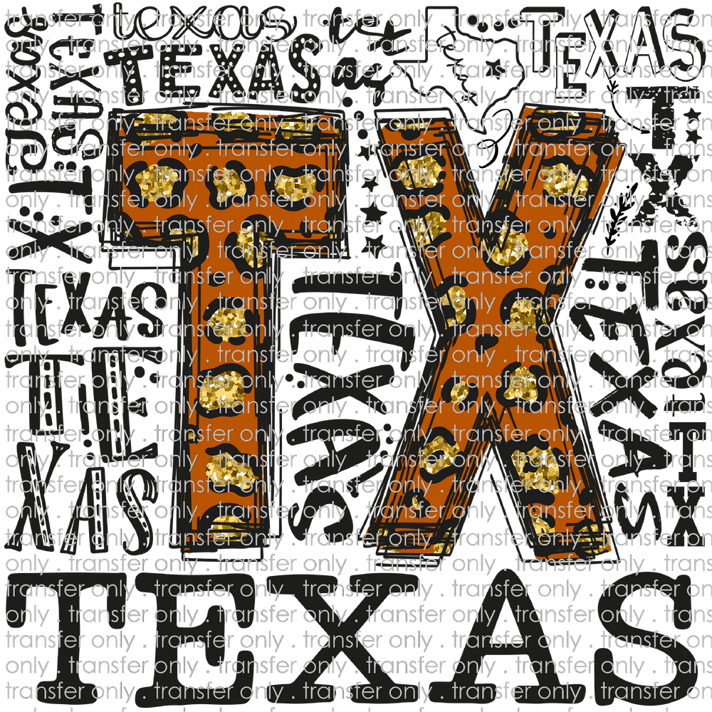 TX 113 TX Leopard Word Art