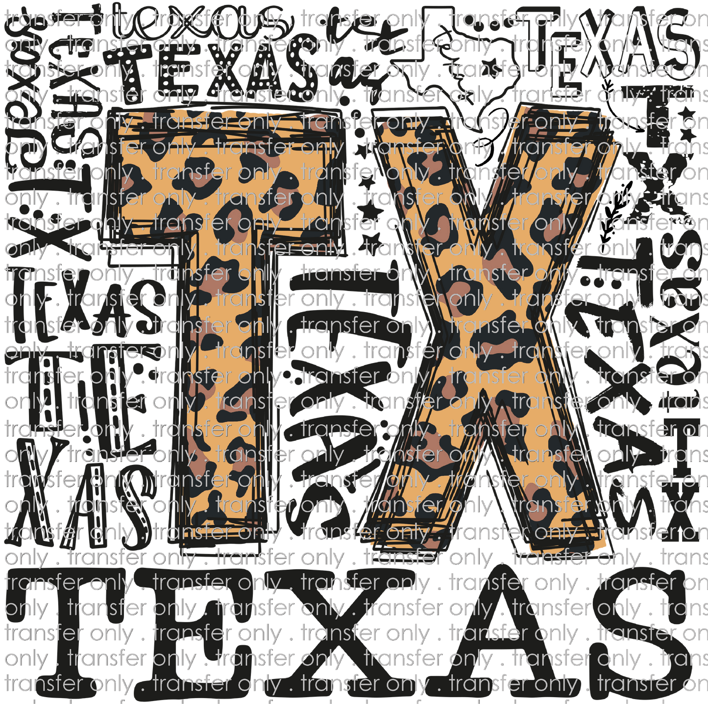 TX 114 TX Leopard Word Art