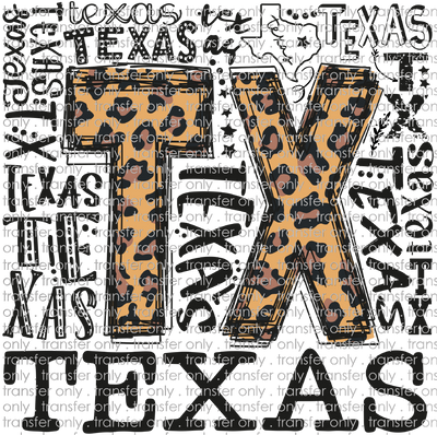 TX 114 TX Leopard Word Art