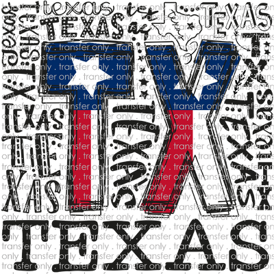 TX 117 Texas Flag Word Art