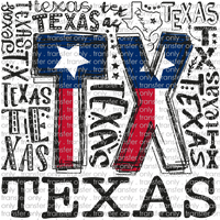 TX 117 Texas Flag Word Art