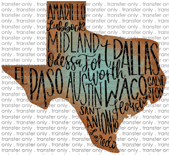 TX 92 Texas Cities Turquoise