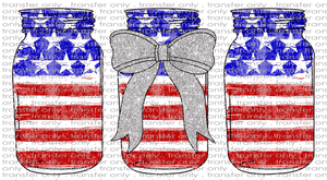 USA 25 Patriotic Mason Jar Distressed