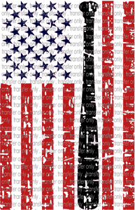 USA 61 Worn USA Flag with Bat