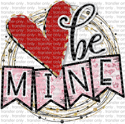 VAL 18 Be Mine Banner Circle Red Hearts