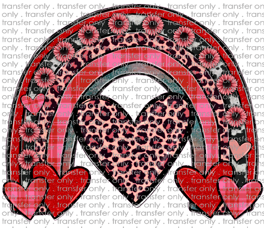 VAL 210 Valentines Heart Rainbow Pink Leopard