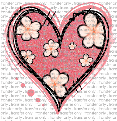 VAL 219 Floral Pink Glitter Heart