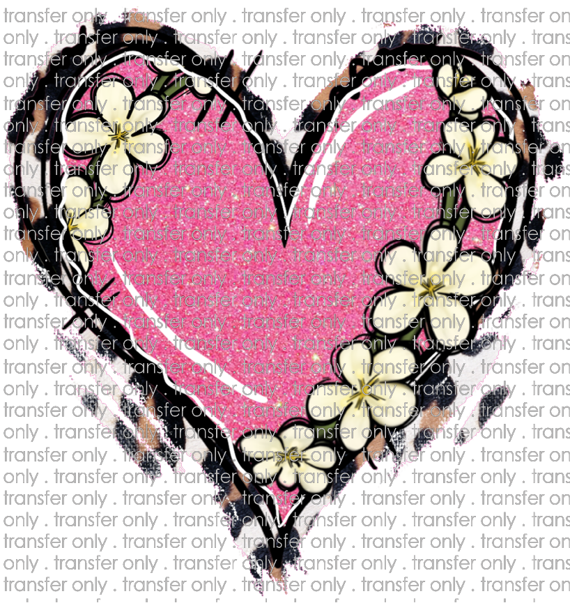 VAL 222 Floral Leopard Pink Glitter Heart