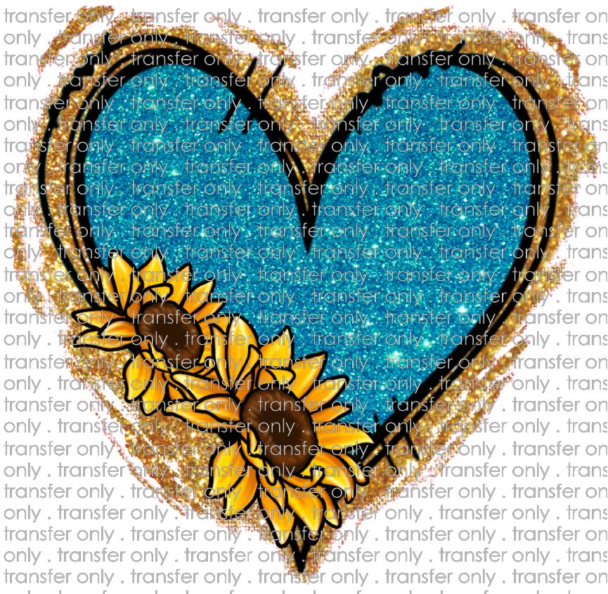 VAL 225 Gold Glitter Sunflower Blue Heart