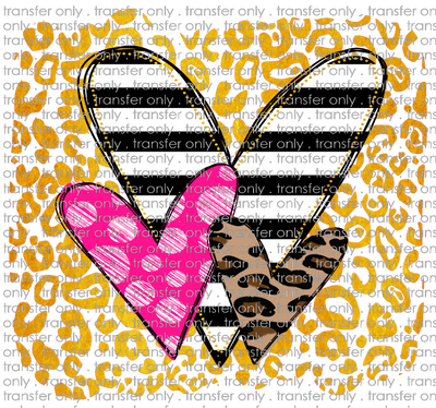 VAL 234 Hearts Gold Leopard Background Stripe Pink Doodle