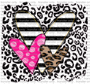 VAL 235 Hearts Black Leopard Background Stripe Pink Doodle