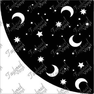 Moon and Stars Acrylic Bleach Sleeve Stencil