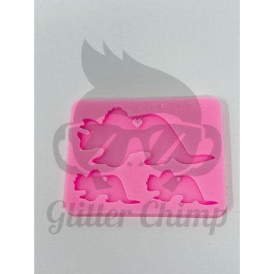 Triceratops Mama/Baby Keychain Silicone Mold